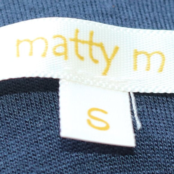 Matty M Navy Blue Overlay Top Low Back Knit Rayon Sleeveless Maxi Dress Sz SMALL - Picture 7 of 8